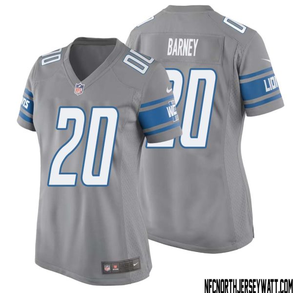 Lem Barney No 20 Women Gray Detroit Lions Player Alternate Game Jersey – Replica