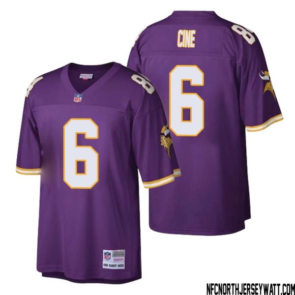 Lewis Cine No 6 Men Mitchell & Ness Purple Minnesota Vikings Retired Player Legacy Replica Jersey