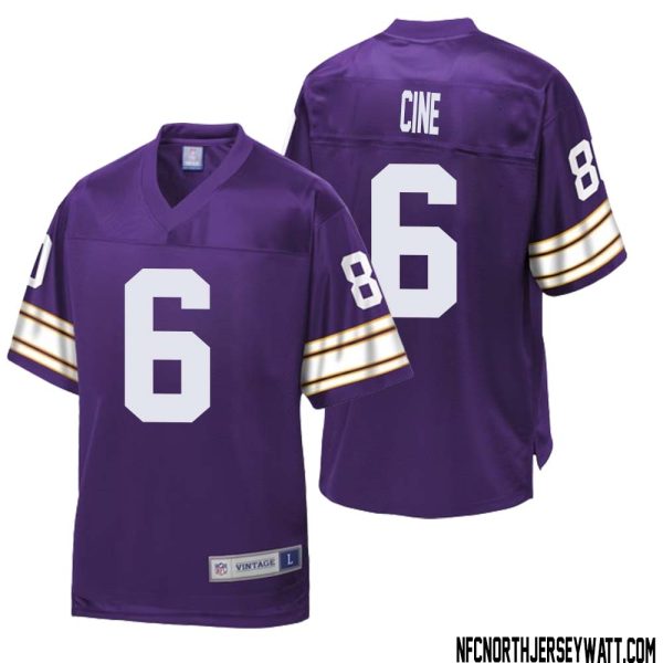 Lewis Cine No 6 Men NFL Pro Line Purple Minnesota Vikings Retired Player Replica Jersey