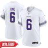 Lewis Cine No 6 Woman’S Minnesota Vikings White Alternate Custom Game 2024 Jersey
