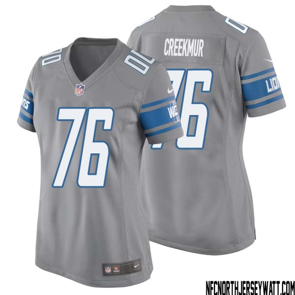 Lou Creekmur No 76 Women Gray Detroit Lions Player Alternate Game Jersey – Replica
