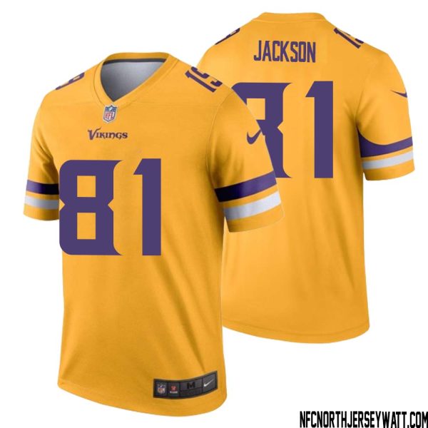 Lucky Jackson No 81 Men Minnesota Vikings Gold Inverted Legend Jersey – Replica