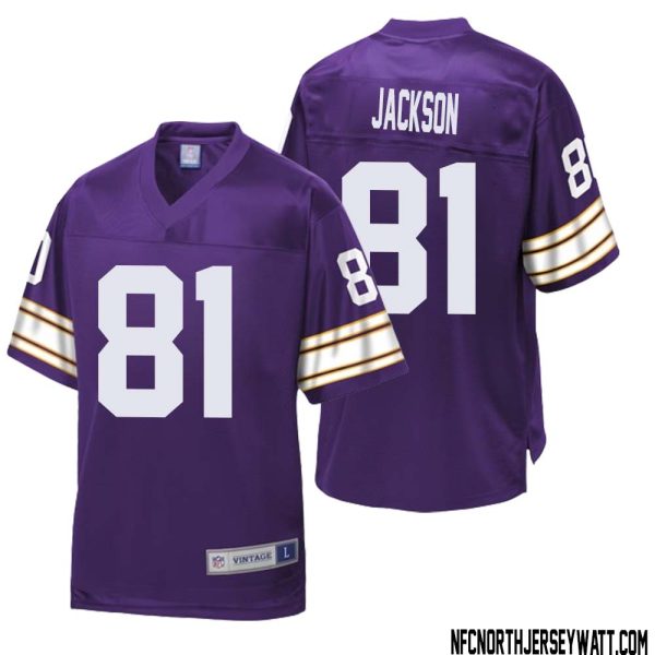 Lucky Jackson No 81 Men Nfl Pro Line Purple Minnesota Vikings Retired Player Replica Jersey
