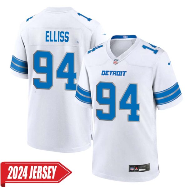 Luther Elliss No 94 Men’S Detroit Lions Away Game 2024 Jersey – White