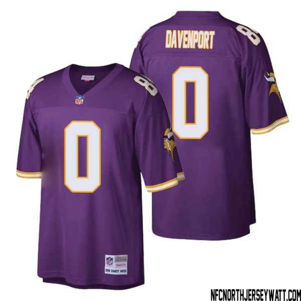 Marcus Davenport No 0 Men Mitchell & Ness Purple Minnesota Vikings Retired Player Legacy Replica Jersey