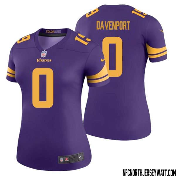 Marcus Davenport No 0 Women Purple Minnesota Vikings Color Rush Vapor Untouchable Limited Jersey- Replica