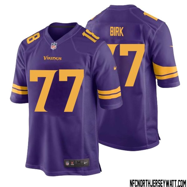 Matt Birk No 77 Men Purple Minnesota Vikings Alternate Game Jersey – Replica
