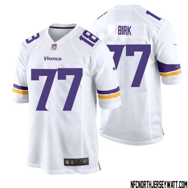 Matt Birk No 77 Men White Minnesota Vikings Game Player Away Jersey – Replica