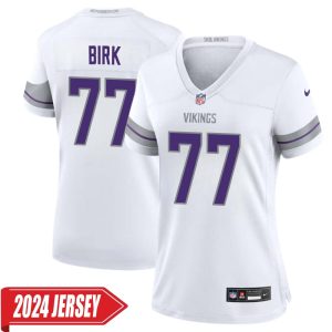 Matt Birk No 77 Woman’s Minnesota Vikings White Alternate Custom Game 2024 Jersey