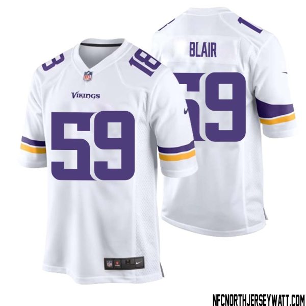 Matt Blair No 59 Men White Minnesota Vikings Game Player Away Jersey – Replica