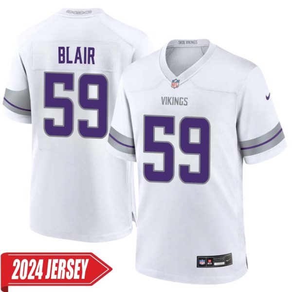 Matt Blair No 59 Men’S Minnesota Vikings White Alternate Custom Game 2024 Jersey