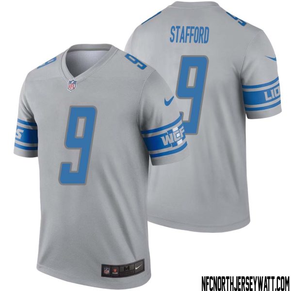 Matthew Stafford No 9 Men Gray Detroit Lions Inverted Legend Jersey – Replica