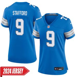 Matthew Stafford No 9 Woman’s Detroit Lions Home Game 2024 Jersey – Blue