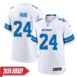 Mel Farr No 24 Men’s Detroit Lions Away Game 2024 Jersey – White