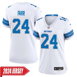 Mel Farr No 24 Woman’s Detroit Lions Away Game 2024 Jersey – White