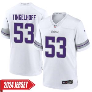 Mick Tingelhoff No 53 Men’s Minnesota Vikings White Alternate Custom Game 2024 Jersey