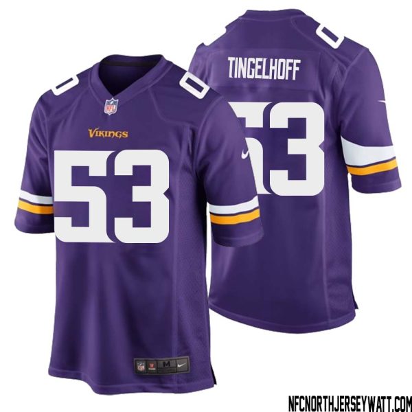 Mick Tingelhoff No 53 Minnesota Vikings Game Jersey Court Purple For Mens – Replica