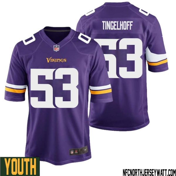 Mick Tingelhoff No 53 Minnesota Vikings Game Jersey Court Purple For Youth – Replica