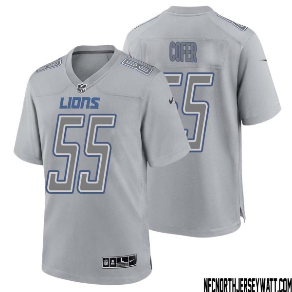 Mike Cofer No 55 Men Gray Detroit Lions Atmosphere Fashion Game Jersey – Replica