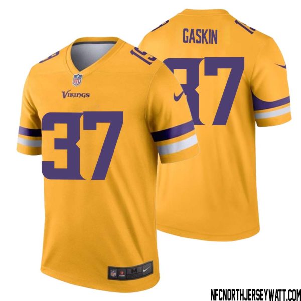 Myles Gaskin No 37 Men Minnesota Vikings Gold Inverted Legend Jersey – Replica