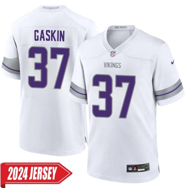 Myles Gaskin No 37 Men’S Minnesota Vikings White Alternate Custom Game 2024 Jersey