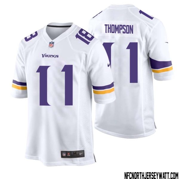 Najee Thompson No 11 Men White Minnesota Vikings Game Player Away Jersey – Replica