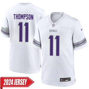 NaJee Thompson No 11 Men’s Minnesota Vikings White Alternate Custom Game 2024 Jersey