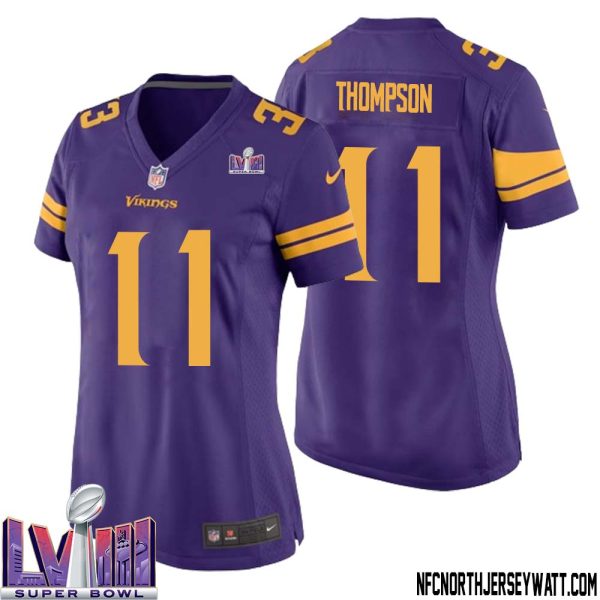 Najee Thompson No 11 Minnesota Vikings Super Bowl Lviii Alternate Game Jersey Purple For Women – Replica