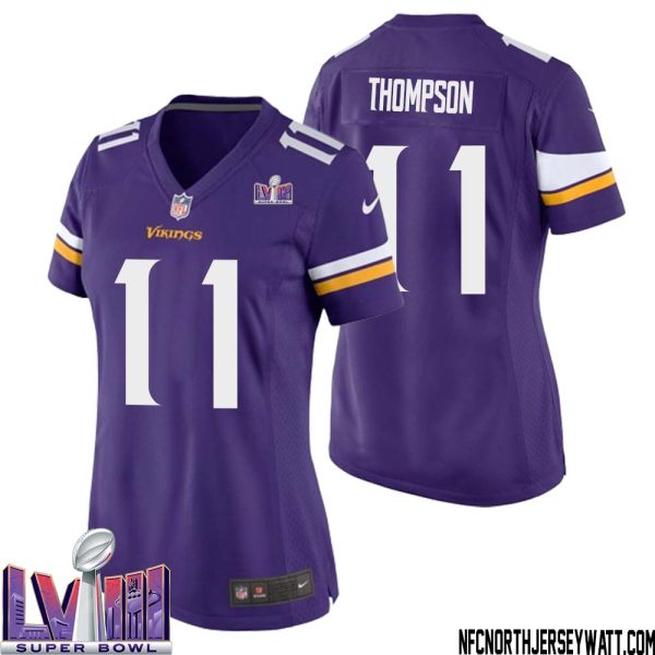 Najee Thompson No 11 Minnesota Vikings Super Bowl Lviii Home Game Jersey Court Purple For Women – Replica