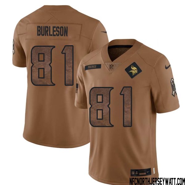 Nate Burleson No 81 Men Brown Minnesota Vikings 2023 Salute To Service Limited Jersey – Replica