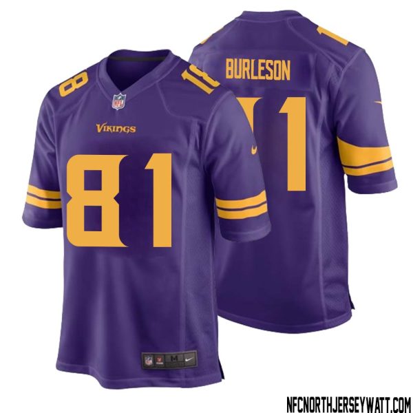 Nate Burleson No 81 Men Purple Minnesota Vikings Alternate Game Jersey – Replica