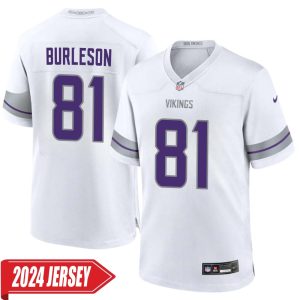 Nate Burleson No 81 Men’s Minnesota Vikings White Alternate Custom Game 2024 Jersey
