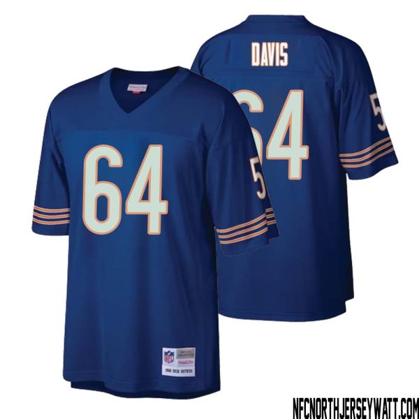 Nate Davis No 64 Men Mitchell & Ness Navy Chicago Bears Retired Player Legacy Replica Jersey
