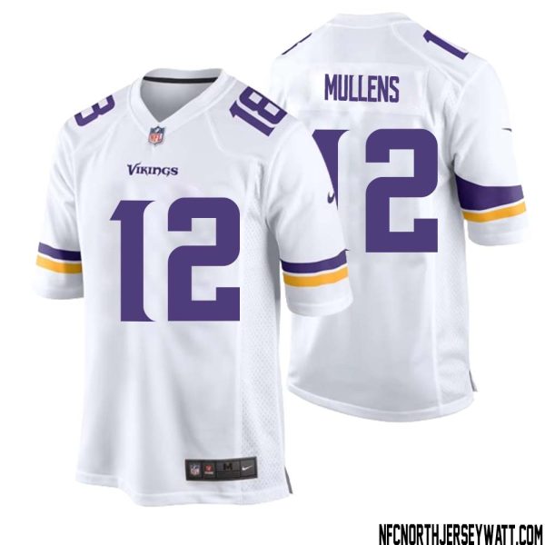 Nick Mullens No 12 Men White Minnesota Vikings Game Player Away Jersey – Replica