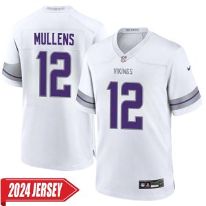 Nick Mullens No 12 Men’s Minnesota Vikings White Alternate Custom Game 2024 Jersey