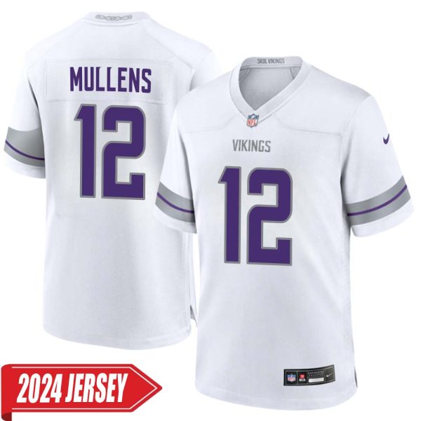 Nick Mullens No 12 Men’S Minnesota Vikings White Alternate Custom Game 2024 Jersey