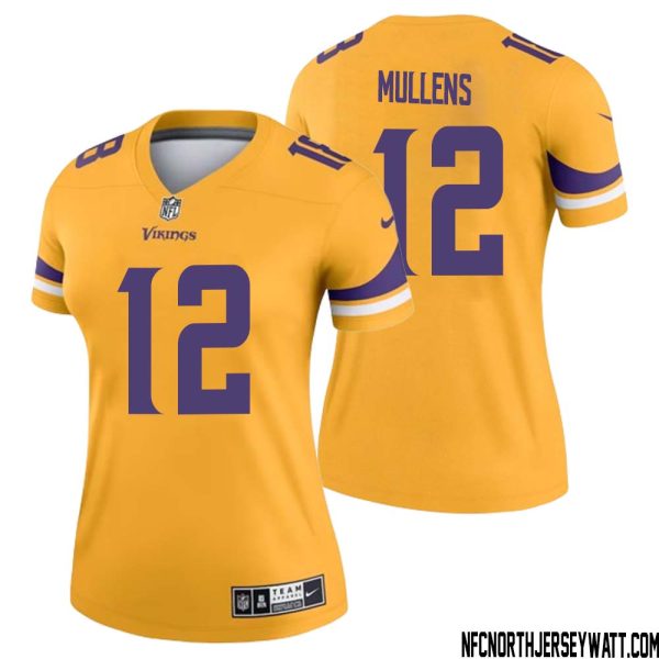 Nick Mullens No 12 Women Minnesota Vikings Gold Inverted Legend Jersey – Replica