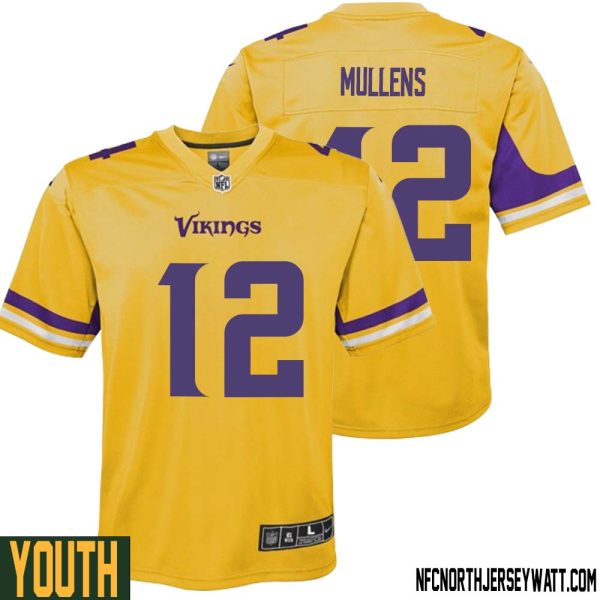 Nick Mullens No 12 Youth Minnesota Vikings Gold Inverted Legend Jersey – Replica