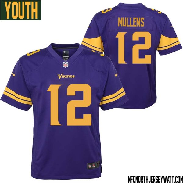 Nick Mullens No 12 Youth Purple Minnesota Vikings Color Rush Vapor Untouchable Limited Jersey- Replica