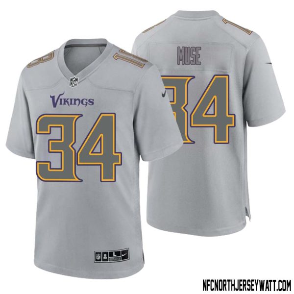 Nick Muse No 34 Men Gray Minnesota Vikings Atmosphere Fashion Game Jersey – Replica