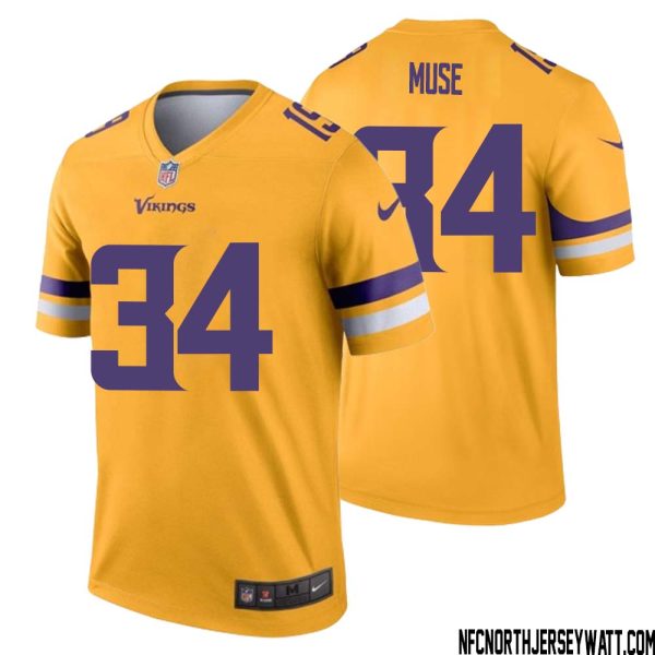 Nick Muse No 34 Men Minnesota Vikings Gold Inverted Legend Jersey – Replica