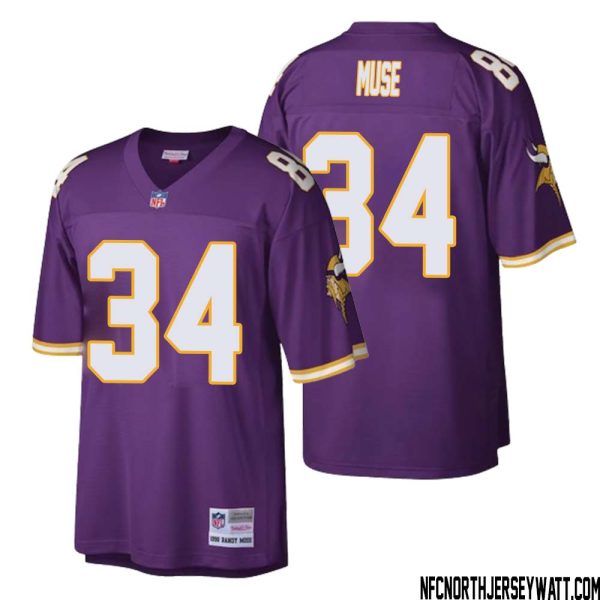 Nick Muse No 34 Men Mitchell & Ness Purple Minnesota Vikings Retired Player Legacy Replica Jersey