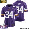 Nick Mullens No 12 Minnesota Vikings Super Bowl Lviii Home Game Jersey Court Purple For Youth – Replica