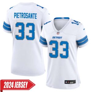 Nick Pietrosante No 33 Woman’s Detroit Lions Away Game 2024 Jersey – White