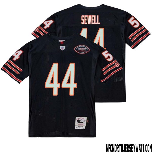 Noah Sewell No 44 Men Mitchell & Ness Dark Navy Chicago Bears 2004 Authentic Throwback Retired Player Jersey – Replica