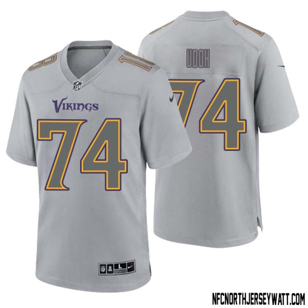 Olisaemeka Udoh No 74 Men Gray Minnesota Vikings Atmosphere Fashion Game Jersey – Replica