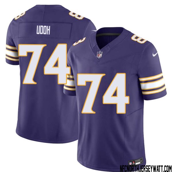 Olisaemeka Udoh No 74 Mens Purple Minnesota Vikings Vapor F.u.s.e. Limited Jersey- Replica