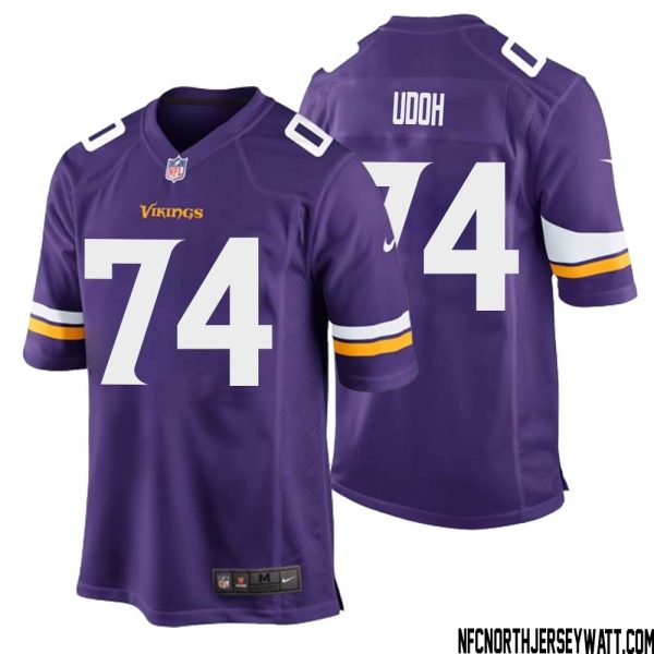 Olisaemeka Udoh No 74 Minnesota Vikings Game Jersey Court Purple For Mens – Replica