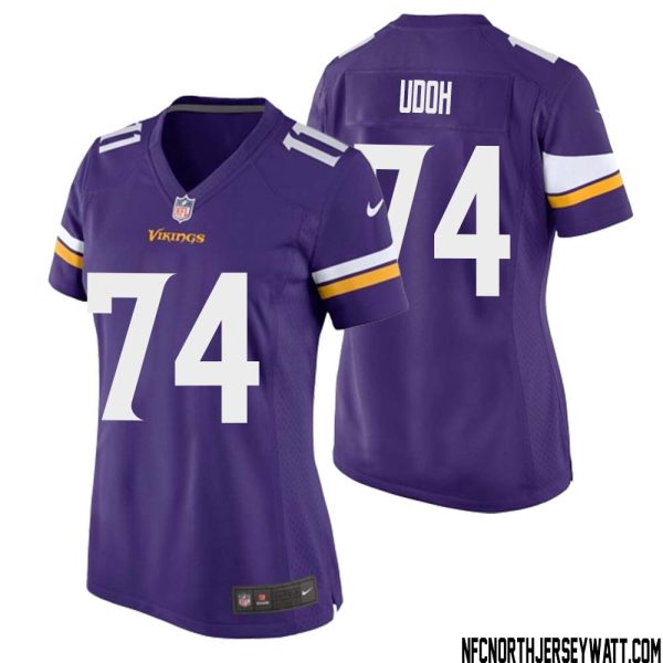 Olisaemeka Udoh No 74 Minnesota Vikings Game Jersey Court Purple For Womens – Replica