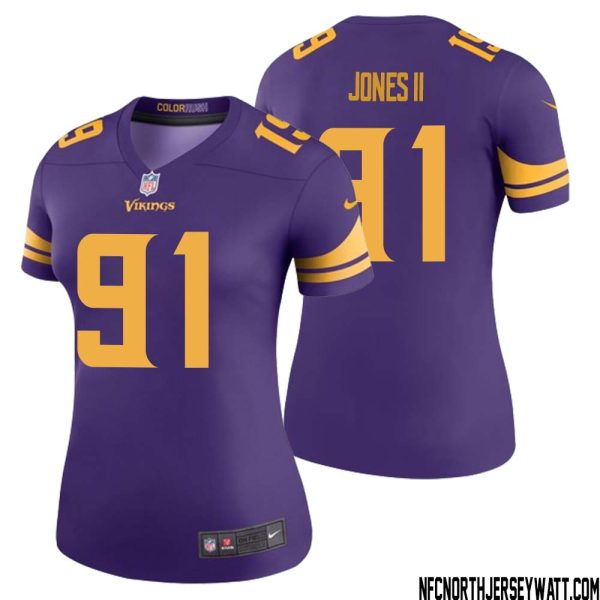Pat Jones Ii No 91 Women Purple Minnesota Vikings Color Rush Vapor Untouchable Limited Jersey- Replica